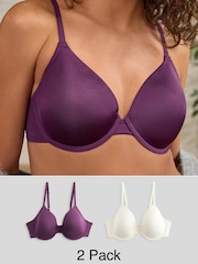Plum Purple/Cream 2 Pack Light Pad Full Cup Smoothing Ultimate Comfort T-Shirt Bra A-E - Image 1 of 9