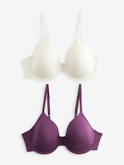 Plum Purple/Cream 2 Pack Light Pad Full Cup Smoothing Ultimate Comfort T-Shirt Bra A-E - Image 6 of 9