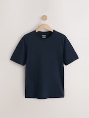 Blue Navy Regular Fit Essential Crew Neck Cotton T-Shirt - Image 3 of 3