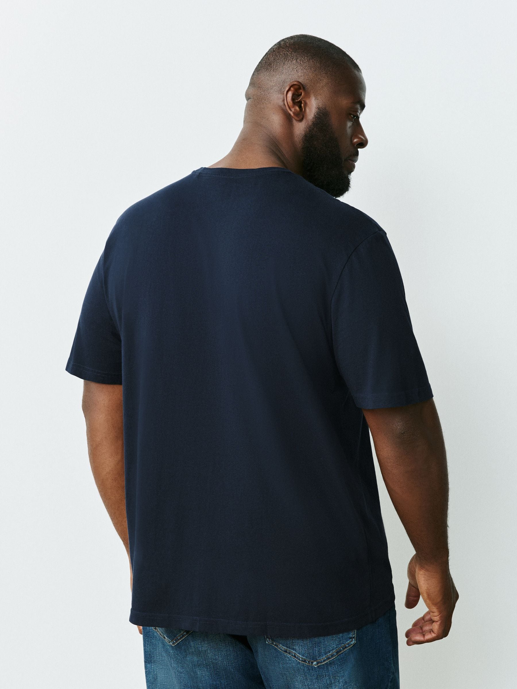 Buy Blue Navy Regular Fit Essential Crew Neck Cotton T-Shirt from