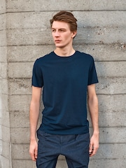 Blue Navy Regular Fit Essential Crew Neck Cotton T-Shirt - Image 10 of 12