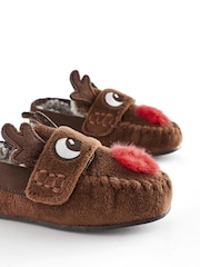 Brown Recycled Faux Fur Lined Moccasin Slippers - Image 5 of 5