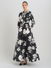 Gina Bacconi Black Steph Floral Belt Tie Maxi Dress - Image 2 of 6