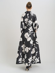 Gina Bacconi Black Steph Floral Belt Tie Maxi Dress - Image 3 of 6