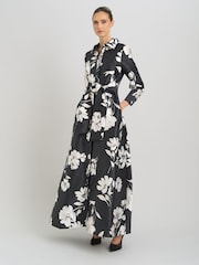 Gina Bacconi Black Steph Floral Belt Tie Maxi Dress - Image 5 of 6
