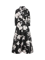 Gina Bacconi Black Steph Floral Belt Tie Maxi Dress - Image 6 of 6