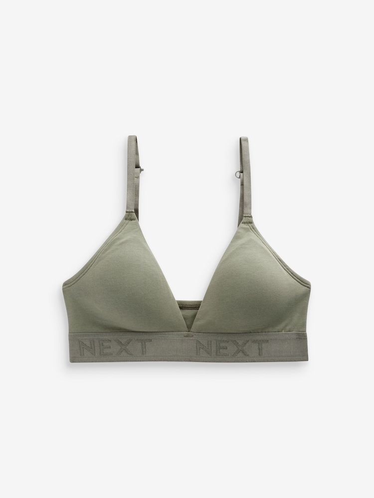 Rose clair/Kaki vert - Lot de brassières triangulaires à logo en coton 2 Comfort - Image 8 of 11