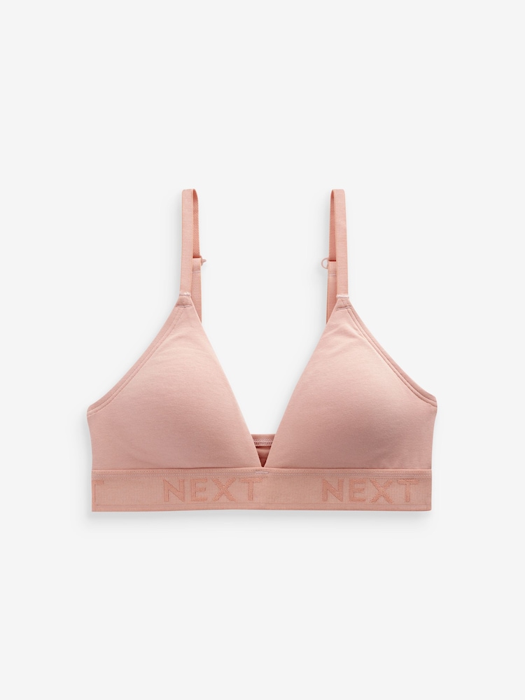 Rose clair/Kaki vert - Lot de brassières triangulaires à logo en coton 2 Comfort - Image 9 of 11