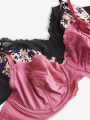 Animal Print/Rose Pink 2 Pack Floral Print Non Pad Full Cup Bra - Image 11 of 11