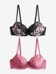 Animal Print/Rose Pink 2 Pack Floral Print Non Pad Full Cup Bra - Image 8 of 11