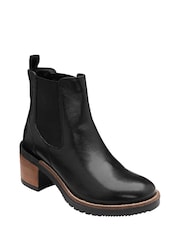 Ravel Black Leather Cleated Sole Ankle Boots - Image 1 of 4