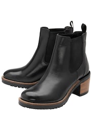 Ravel Black Leather Cleated Sole Ankle Boots - Image 2 of 4