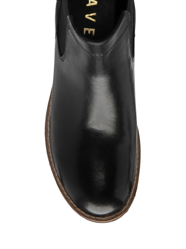 Ravel Black Leather Cleated Sole Ankle Boots - Image 4 of 4