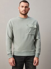 Sage Green Utility Crew Sweatshirt - Image 1 of 3