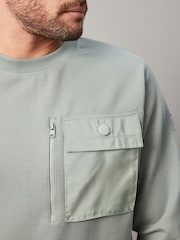 Sage Green Utility Crew Sweatshirt - Image 3 of 3