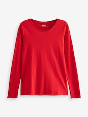 Rot - Langärmeliges Rundhals-T-Shirt aus 100 % Baumwolle - Image 9 of 10