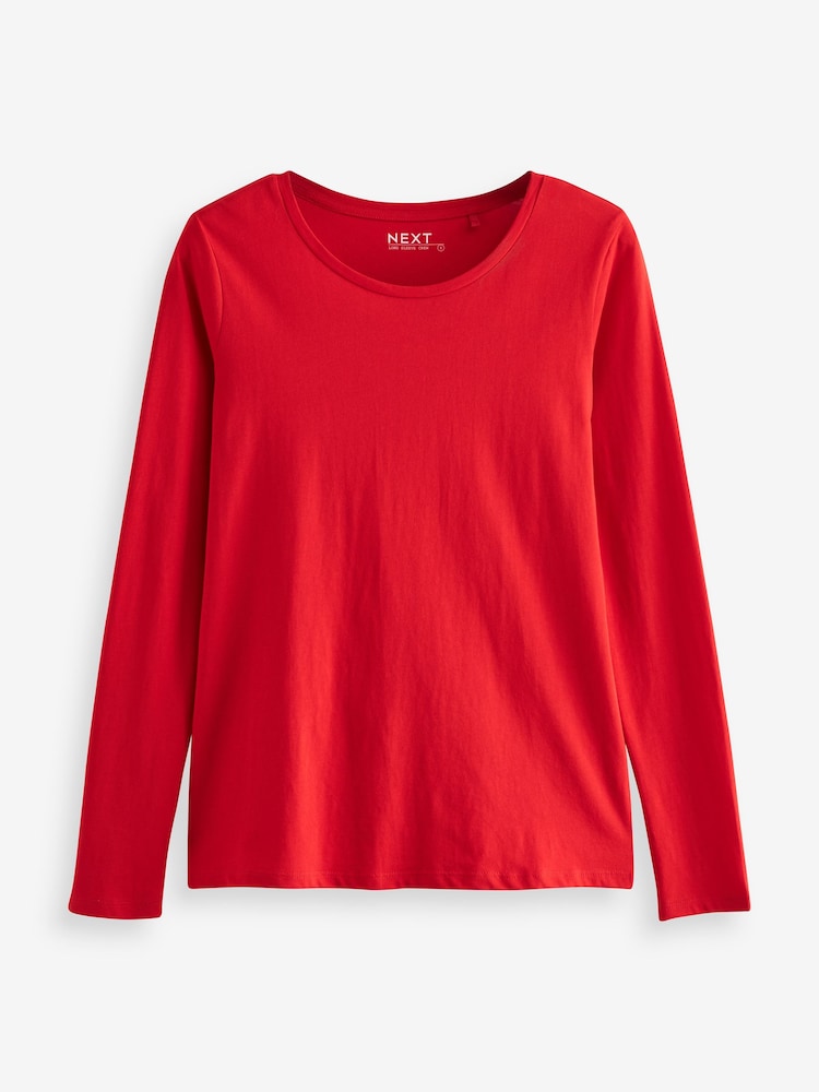 Rot - Langärmeliges Rundhals-T-Shirt aus 100 % Baumwolle - Image 9 of 10