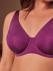 Plum Purple/Teal Blue/Cream Non Pad Full Cup DD+ Microfibre Smoothing Ultimate Comfort T-Shirt Bras 3 Pack - Image 6 of 12
