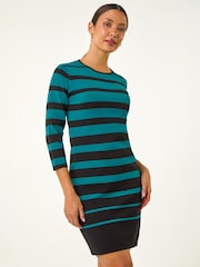 Roman Blue Gradient Stripe Knitted Dress - Image 1 of 4