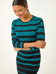 Roman Blue Gradient Stripe Knitted Dress - Image 4 of 4