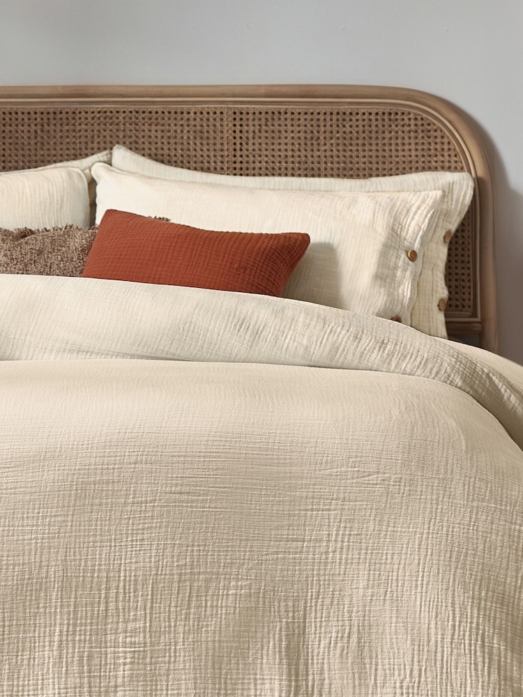 Yard Natural Lark Muslin 100% Cotton Duvet Cover Set - Image 3 of 4