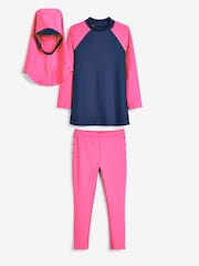 Navy/Pink 3 Piece Swim Set (8-16yrs) - Image 5 of 11