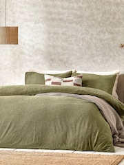 Yard Olive Boucle Textured Duvet Cover Set - Image 1 of 2