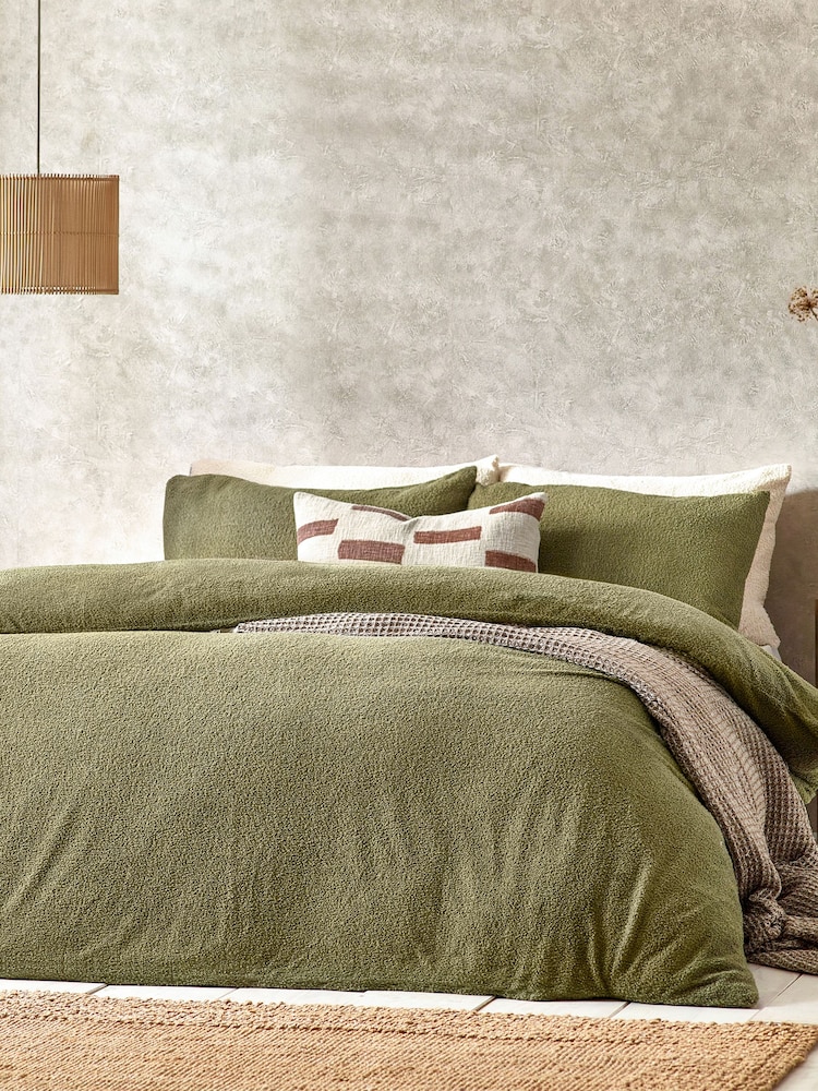 Yard Olive Boucle Textured Duvet Cover Set - Image 1 of 2