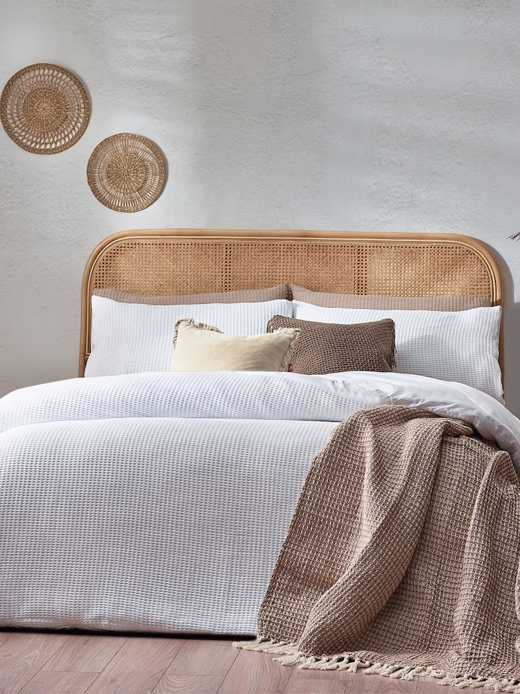 Yard White Chunky Waffle 100% Cotton Duvet Cover Set - Image 1 of 4