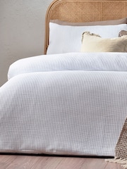 Yard White Chunky Waffle 100% Cotton Duvet Cover Set - Image 4 of 4