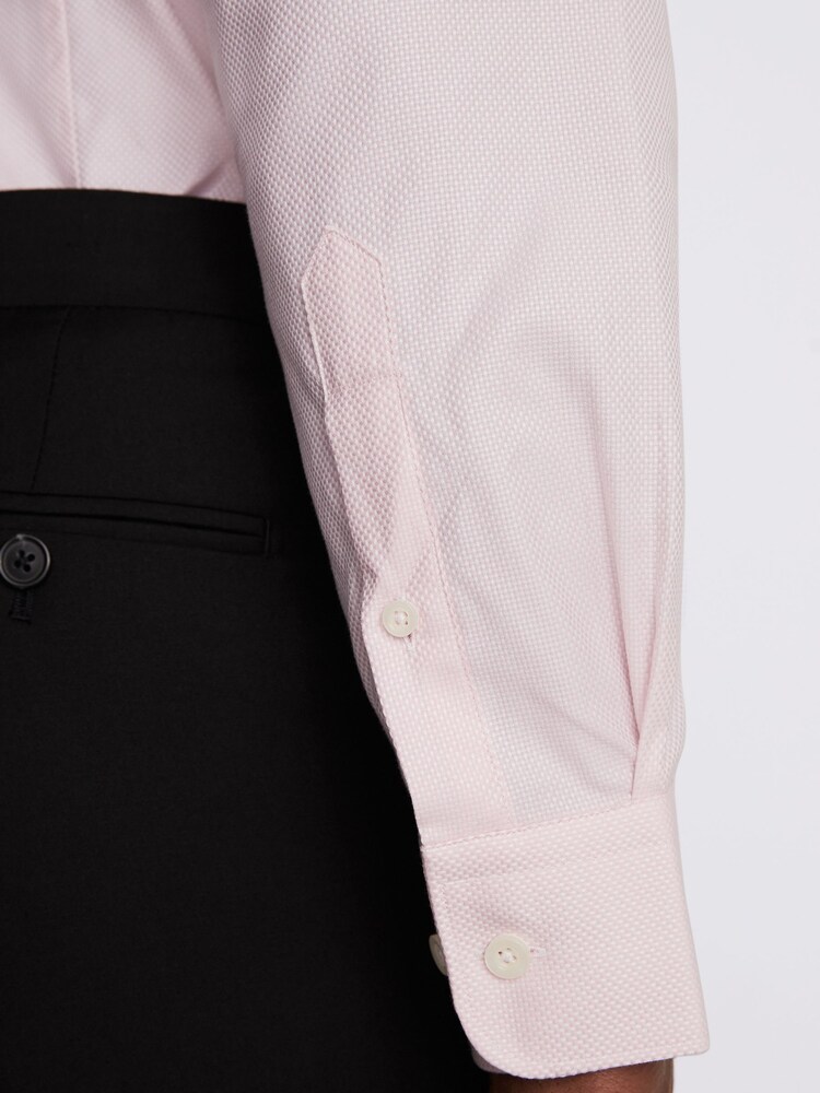 MOSS Pink Single Cuff Dobby 100% Cotton Shirt - Image 2 of 3