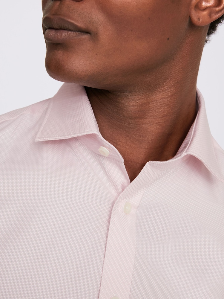 MOSS Pink Single Cuff Dobby 100% Cotton Shirt - Image 3 of 3