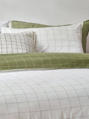 Yard Moss/Natural Howarth Check 100% Cotton Reversible Duvet Cover Set - Image 2 of 4