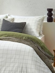 Yard Moss/Natural Howarth Check 100% Cotton Reversible Duvet Cover Set - Image 4 of 4