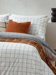 Yard White Black Howarth Check 100% Cotton Reversible Duvet Cover Set - Image 2 of 4