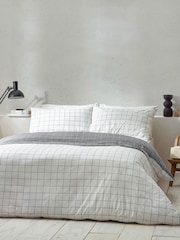 Yard White Black Howarth Check 100% Cotton Reversible Duvet Cover Set - Image 3 of 4