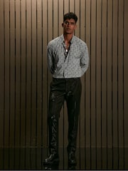 Black EDIT Slim Glitter Tuxedo Suit Trousers - Image 2 of 11