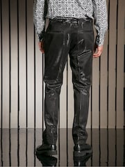 Black EDIT Slim Glitter Tuxedo Suit Trousers - Image 5 of 11