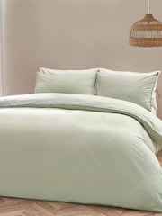 Yard Khaki Green Heaton Stripe 100% Cotton Duvet Cover Set - Image 1 of 4