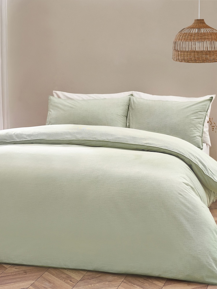 Yard Khaki Green Heaton Stripe 100% Cotton Duvet Cover Set - Image 1 of 4