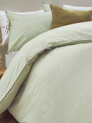 Yard Khaki Green Heaton Stripe 100% Cotton Duvet Cover Set - Image 2 of 4