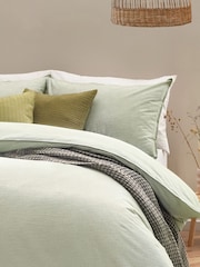 Yard Khaki Green Heaton Stripe 100% Cotton Duvet Cover Set - Image 3 of 4