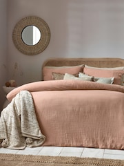 Yard Pink Clay Lark Muslin 100% Cotton Duvet Cover Set - Image 1 of 4