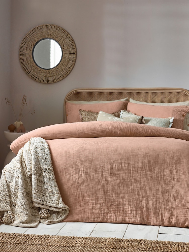 Yard Pink Clay Lark Muslin 100% Cotton Duvet Cover Set - Image 1 of 4