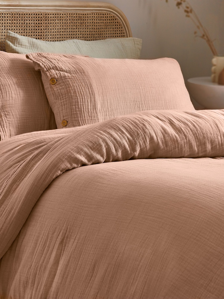 Yard Pink Clay Lark Muslin 100% Cotton Duvet Cover Set - Image 2 of 4