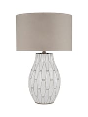 Pacific White Gaudi White Stoneware Geometric Table Lamp - Image 2 of 3