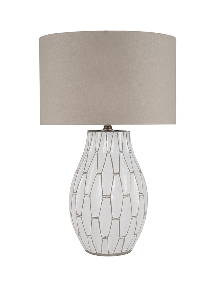 Pacific White Gaudi White Stoneware Geometric Table Lamp - Image 2 of 3