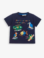 JoJo Maman Bébé Navy Kids' Navy What I Can See In The Amazon T-Shirt - Image 1 of 2
