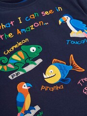 JoJo Maman Bébé Navy Kids' Navy What I Can See In The Amazon T-Shirt - Image 2 of 2