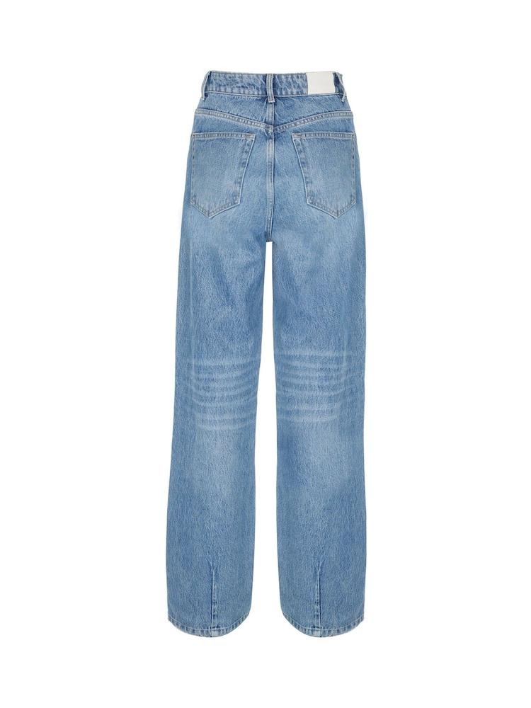 Mint Velvet Blue Light Indigo 100% Cotton Wide Jeans - Image 4 of 4
